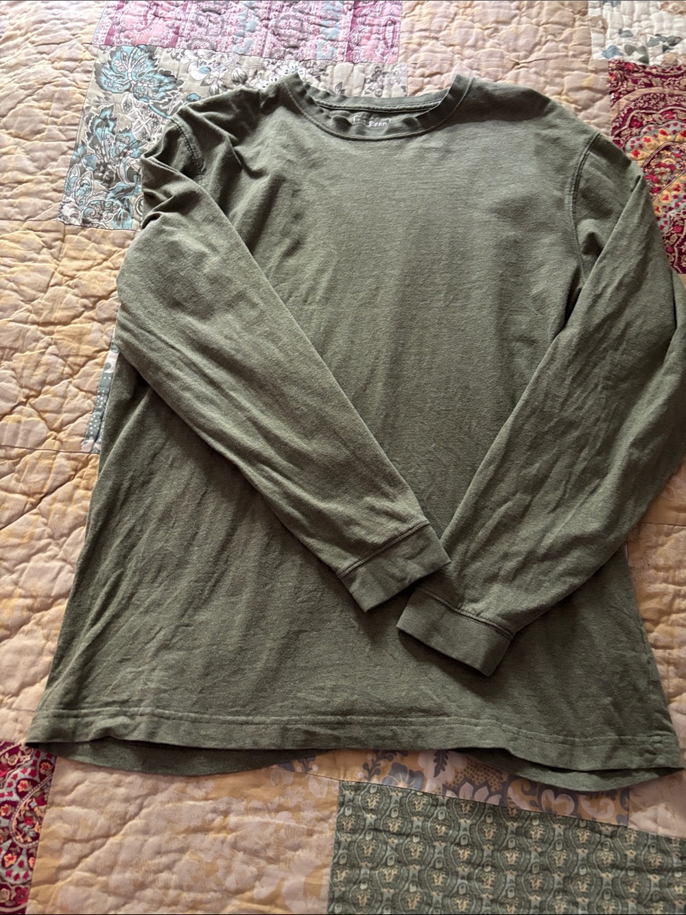 L.L. Bean Olive Green Long-Sleeve Crewneck Shirt